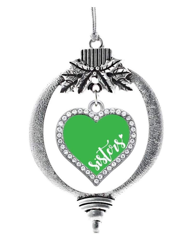 Mother and Daughter Bond Charm Ornament - Silver Open Heart Charm Holiday Ornaments with Cubic Zirconia Jewelry Sisters - Gre...