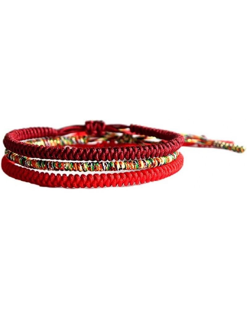 Chinese Lucky Red String Bracelet Tibetan Buddhist Prayer Handmade Yoga Prayer Rope Mala Bracelet Adjustable Size Lucky New Y...