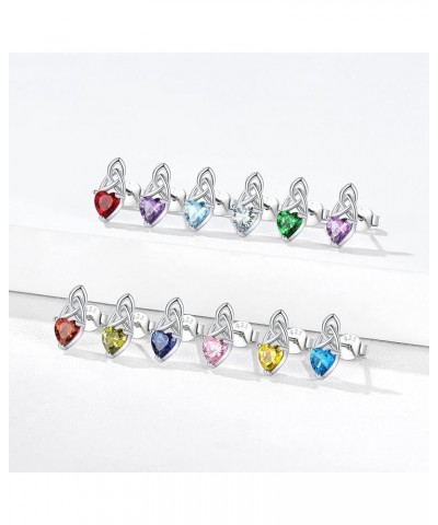 5MM Brilliant Heart Cut Birthstone 925 Sterling Silver Celtic Trinity Knot Stud Earrings for Women(with Gift Box) 09. Septemb...