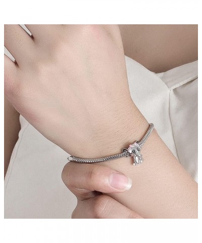 925 Sterling Silver 3MM Round Snake Chain Bracelet, Delicate Dainty Elephant Pendant Bracelet 6.3, 6.7, 7, 7.5, 8, 8.5, 9 Inc...