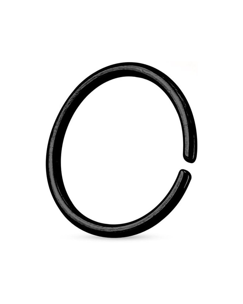 18G PVD Black Stainless Steel Seamless Hoop Ring (1/4" - 6mm) - Nose, Septum, Cartilage Ear Piercing $8.72 Body Jewelry