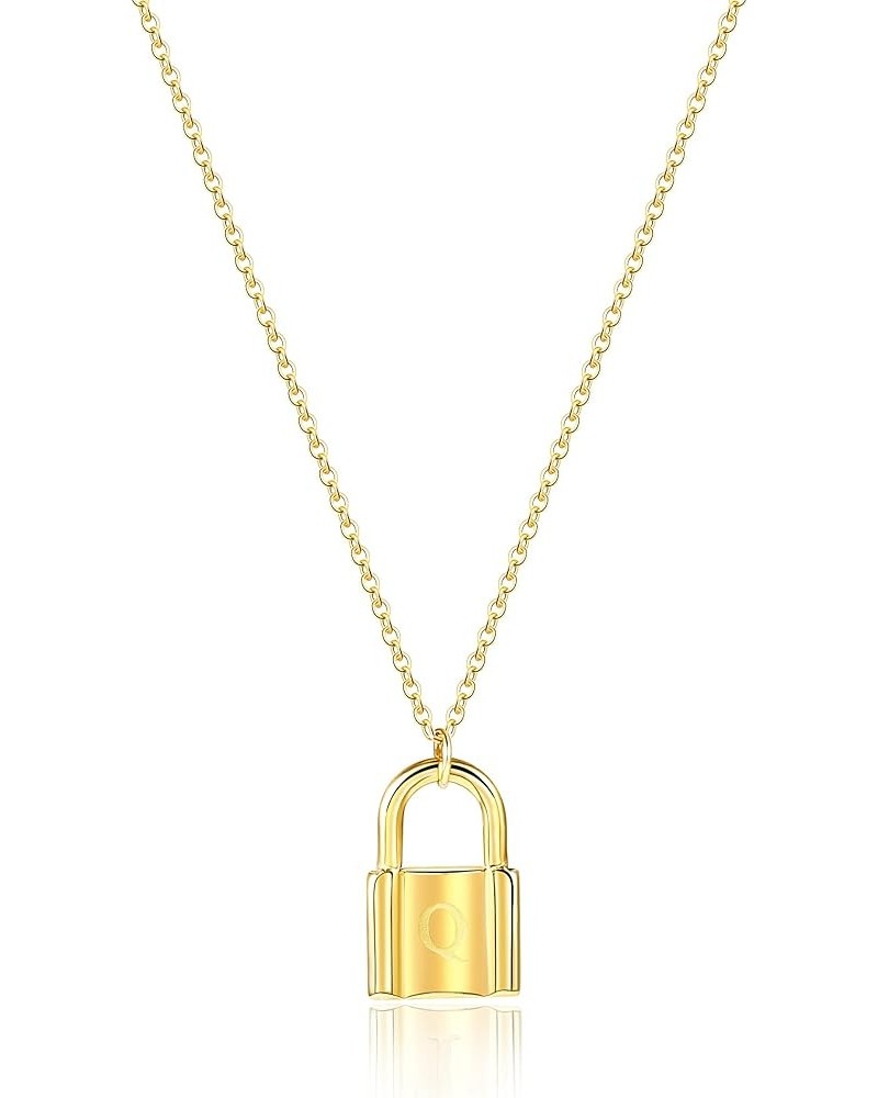 Initial Lock Necklace for Women, 18K Gold Plated Stainless steel Padlock Letter Necklace Personalized Name Neckalce for Girls...