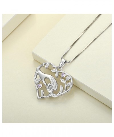 Mom Necklace 925 Sterling Silver Mother Hold Child's Hand Pendant Filigree Leaf Jewelry Gifts for Mum 06-alexandrite-Jun $40....