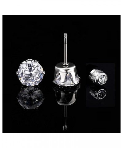 Pack of Titanium Colorful CZ Screw Back Earrings Hypoallergenic for Sensitive Ears Clear Round-White $12.17 Earrings