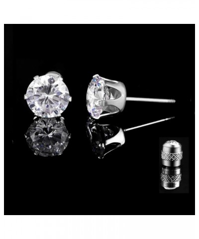 Pack of Titanium Colorful CZ Screw Back Earrings Hypoallergenic for Sensitive Ears Clear Round-White $12.17 Earrings