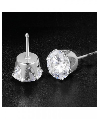 Pack of Titanium Colorful CZ Screw Back Earrings Hypoallergenic for Sensitive Ears Clear Round-White $12.17 Earrings