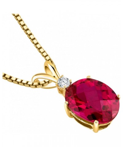 Created Ruby with Genuine Diamond Pendant in 14K Yellow Gold, Elegant Solitaire, Oval Shape, 10x8mm, 3.50 Carats total $65.52...