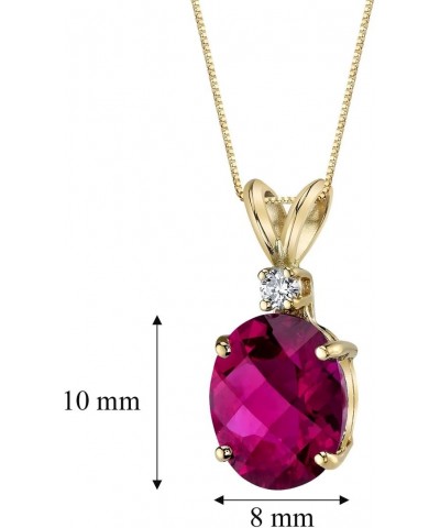 Created Ruby with Genuine Diamond Pendant in 14K Yellow Gold, Elegant Solitaire, Oval Shape, 10x8mm, 3.50 Carats total $65.52...