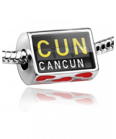 Bead with Hearts CUN Airport Code for Cancun - Charm Fit All European Bracelets $10.27 Bracelets