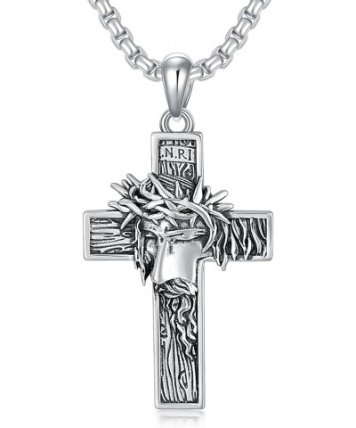 Cross Necklace for Men Women 925 Sterling Silver Celtic/Crucifix/Baseball/Wing Cross Pendant with Stainless Steel Chain Valen...