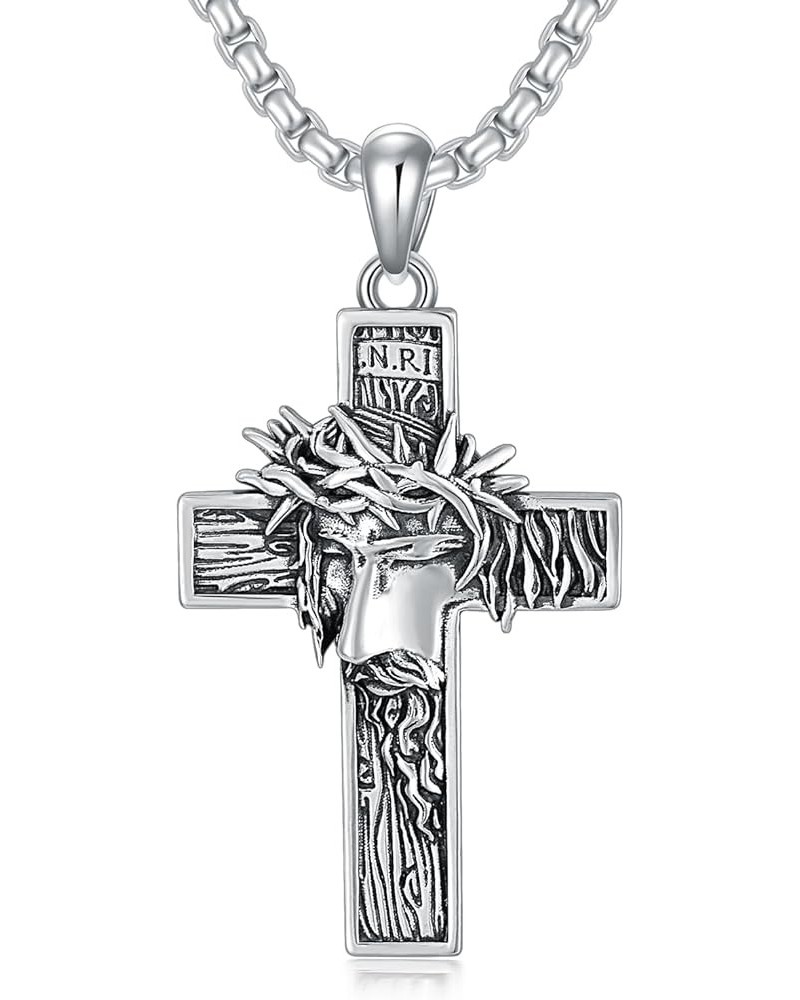 Cross Necklace for Men Women 925 Sterling Silver Celtic/Crucifix/Baseball/Wing Cross Pendant with Stainless Steel Chain Valen...