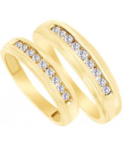 White Natural Diamond His and Hers Wedding Band Ring Set 14K Yellow Gold (0.38 Cttw) Men Size - 14 Women Size - 5 $434.24 Sets