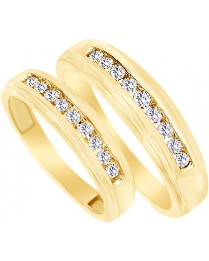 White Natural Diamond His and Hers Wedding Band Ring Set 14K Yellow Gold (0.38 Cttw) Men Size - 14 Women Size - 5 $434.24 Sets