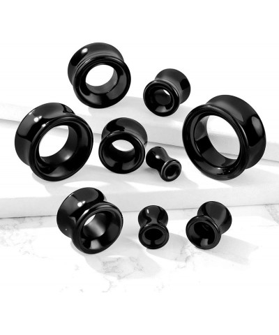 soscene Ear gauges ear plugs Black Obsidian Hollow Tunnels Organic Stone Double Saddle Ear Plugs 25mm-1 Inch $10.61 Others