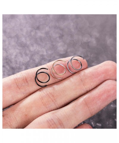 3-6Pcs 20G G23 Solid Titanium Double Nose Rings Hoop for Single Piercing Double Nose Hoop for Women Girls Titanium Nose Rings...