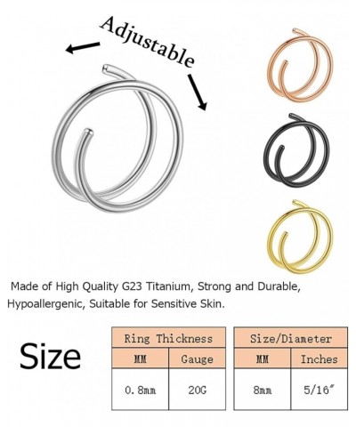 3-6Pcs 20G G23 Solid Titanium Double Nose Rings Hoop for Single Piercing Double Nose Hoop for Women Girls Titanium Nose Rings...