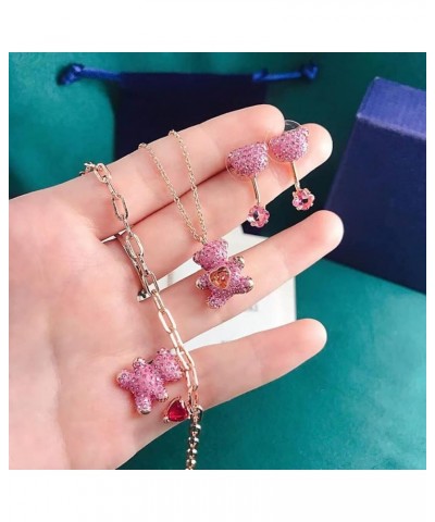 Original Fashion Bridal Jewelry Set Charm Luxury Crystal Pink Bear Necklace Earrings Bracelet Women's Gift 5642887 Necklace $...