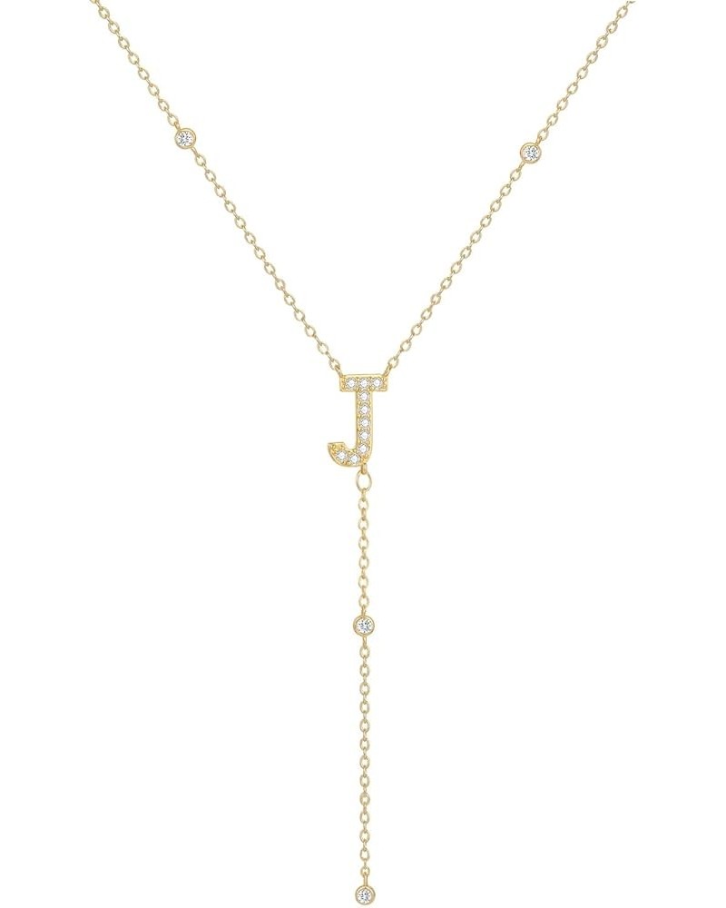 Cubic Zirconia Initial Necklace for Women Dainty Gold Long Lariat Necklace Trendy 14K Gold Plated Diamond Letter Drop Y Neckl...