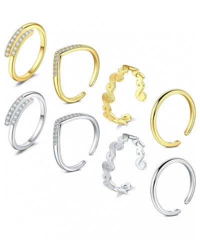 12Pcs Open Toe Rings Adjustable Toe Band Ring Set Finger Foot Jewelry for Women Men 8Pcs-Silver+Gold $7.13 Body Jewelry