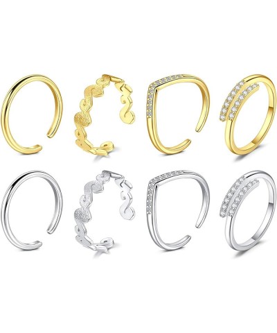 12Pcs Open Toe Rings Adjustable Toe Band Ring Set Finger Foot Jewelry for Women Men 8Pcs-Silver+Gold $7.13 Body Jewelry