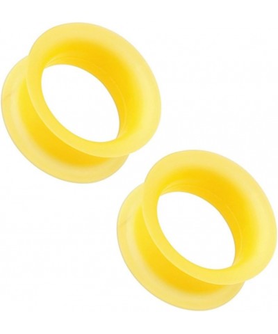 Flexible Ear Gauges Plugs Skinny Silicone Double Flared Tunnels 2g-12mm 7/16"-11mm Yellow $8.51 Body Jewelry