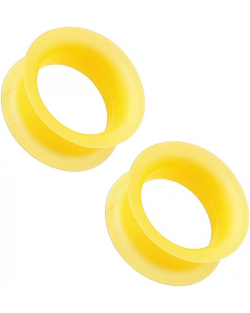 Flexible Ear Gauges Plugs Skinny Silicone Double Flared Tunnels 2g-12mm 7/16"-11mm Yellow $8.51 Body Jewelry