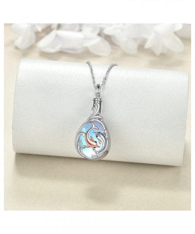 Dolphin Necklaces 925 Sterling Silver Crystal Dolphin Pendant Ocean Jewelry Mother's Day Gifts for Women Mom Wife Moonstone d...