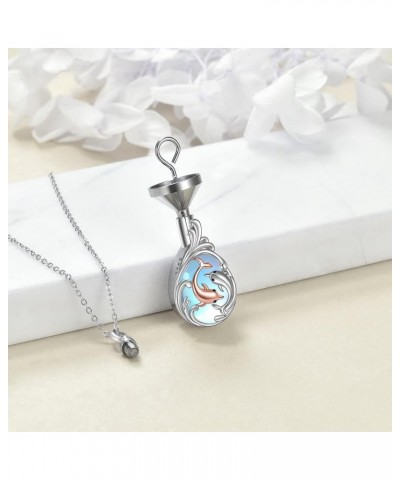 Dolphin Necklaces 925 Sterling Silver Crystal Dolphin Pendant Ocean Jewelry Mother's Day Gifts for Women Mom Wife Moonstone d...