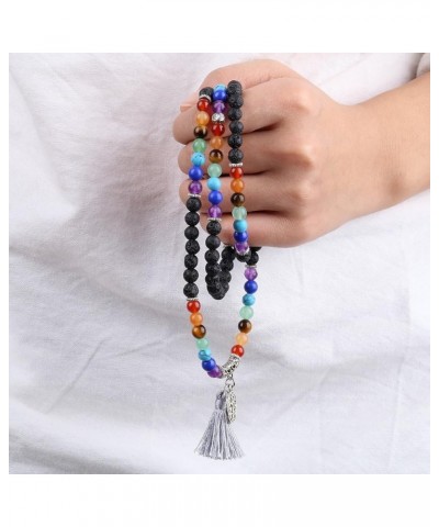 Beaded Bracelet Multilayer Yoga Meditation Mala Beads with Alloy Charms Lava Rock/Tassel $10.39 Bracelets