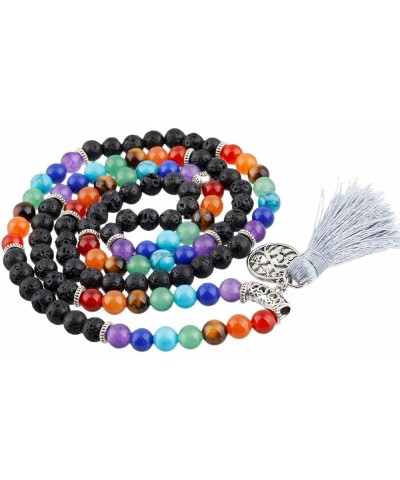 Beaded Bracelet Multilayer Yoga Meditation Mala Beads with Alloy Charms Lava Rock/Tassel $10.39 Bracelets