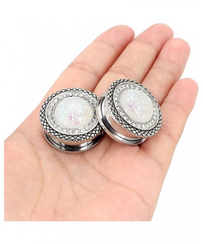 2pcs 2G-1 inch Stainless Steel Mother of Pearl or Opal Screw Ear Plugs Gauges Piercing A White Opal 9/16"(14mm) $8.54 Body Je...