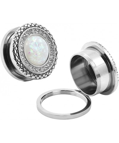 2pcs 2G-1 inch Stainless Steel Mother of Pearl or Opal Screw Ear Plugs Gauges Piercing A White Opal 9/16"(14mm) $8.54 Body Je...