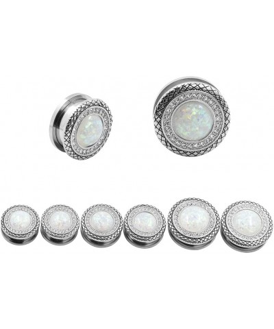 2pcs 2G-1 inch Stainless Steel Mother of Pearl or Opal Screw Ear Plugs Gauges Piercing A White Opal 9/16"(14mm) $8.54 Body Je...