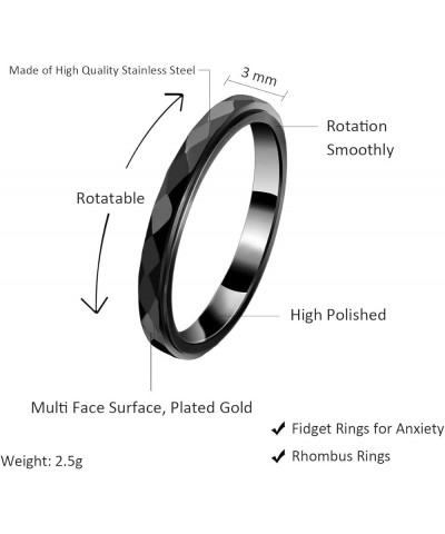 3mm Titanium Steel Anxiety Rings for Women Men Multi-faceted Wedding Band Fidget Rings for Anxiety for Women Rhombus Spinner ...