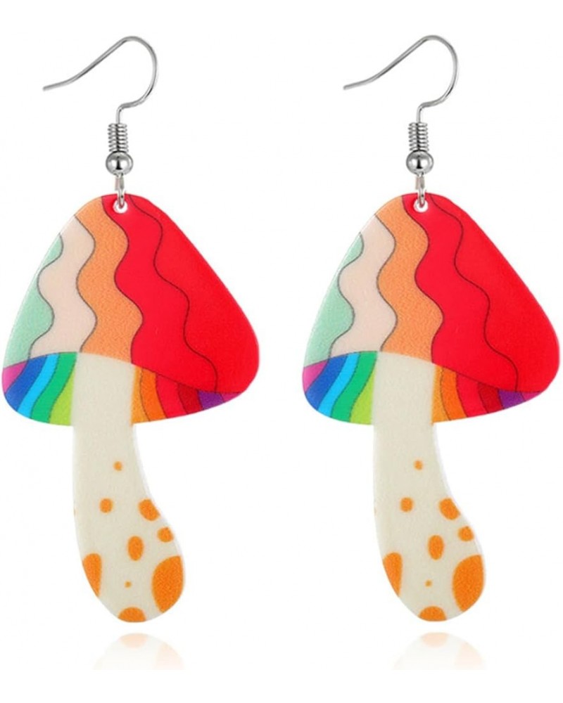 Acrylic Rainbow Mushroom Earrings for Women Cute Weird Earrings Creative Funny Earrings Colorful Cartoon Evil Eye Lightning S...