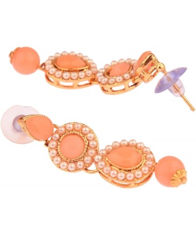 Indian Jewelry Choker Kundan Crystal Necklace Earrings Maang Tikka Head Chain Bollywood Wedding Bridal Set Peach Color $18.22...