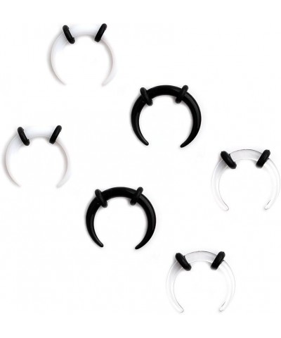 3prs Acrylic C shape Pincher Tapers Septum Buffalo Taper Expander Pierced Nose, Nipple or Earring Ring with Black O-Rings 14G...