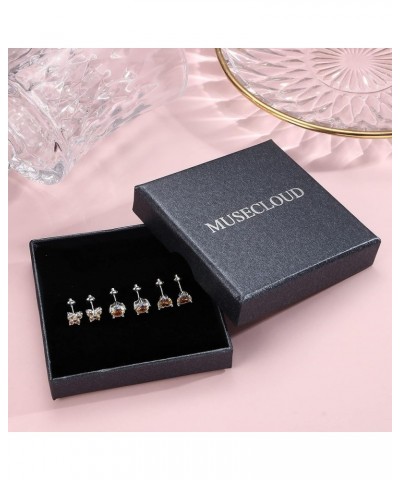 Cute Earrings 925 Sterling Silver Screw Back Earrings For Girls Women White Gold Plated Cubic Zirconia Earrings Studs Trendy ...