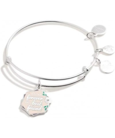 Mother's Day Expandable Wire Bangle Bracelet for Women Shiny Silver Finish Mom Forever My Best Friend $23.40 Bracelets