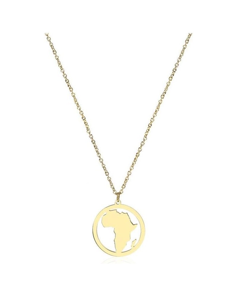 Fashion Africa Map Necklace Cut Copper Hollow Round Pendant Jewelry gold $10.72 Necklaces