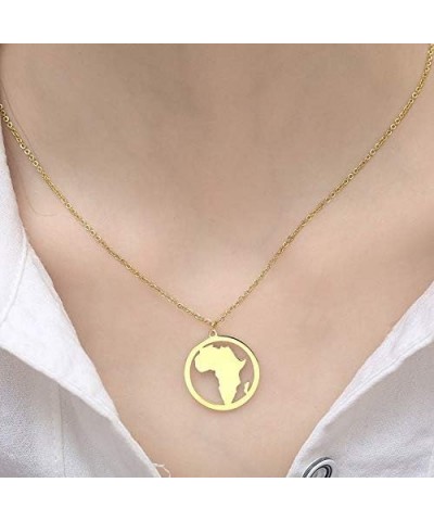 Fashion Africa Map Necklace Cut Copper Hollow Round Pendant Jewelry gold $10.72 Necklaces