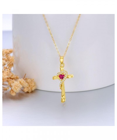 14K Real Gold Cross Necklace for Women Teen Girls,Yellow Gold Crucifix Cross Pendant Necklace Cross Jewelry Gifts for Birthda...