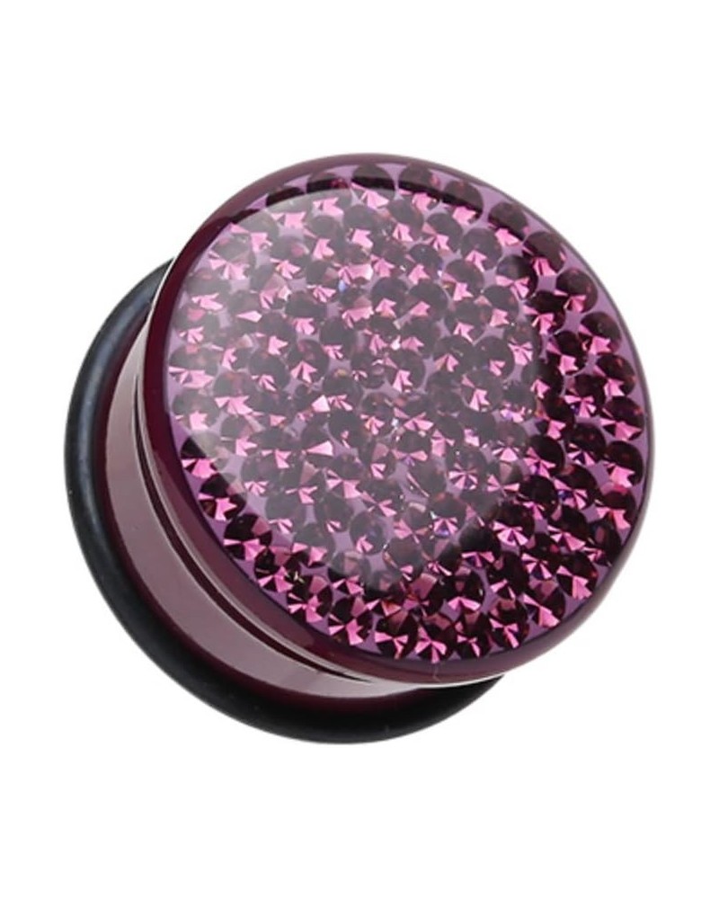 Brilliant Sparkles Color Body Single Flared Ear Gauge Plug ,1" (25mm) Purple $16.23 Body Jewelry