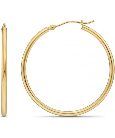 14k Yellow Gold Classic Shiny Polished Round Hoop Earrings, 2mm tube 35mm (1.4 inch) $25.85 Earrings