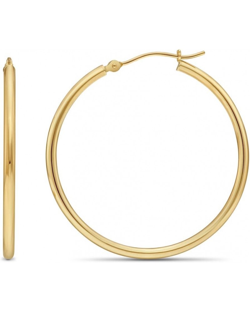 14k Yellow Gold Classic Shiny Polished Round Hoop Earrings, 2mm tube 35mm (1.4 inch) $25.85 Earrings