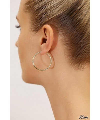 14k Yellow Gold Classic Shiny Polished Round Hoop Earrings, 2mm tube 35mm (1.4 inch) $25.85 Earrings