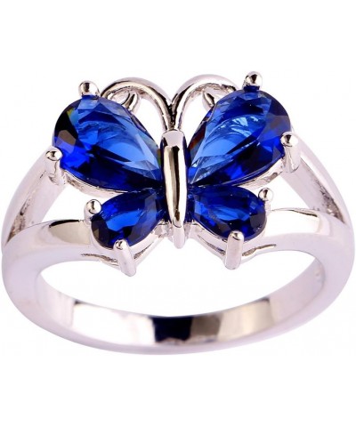 925 Sterling Silver Created Blue Topaz Filled Butterfly Ring Sapphire $4.15 Rings
