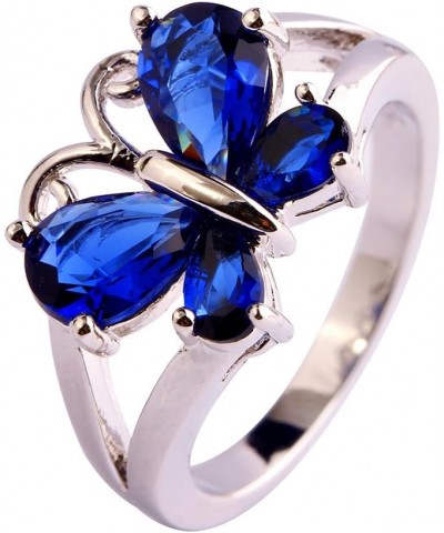 925 Sterling Silver Created Blue Topaz Filled Butterfly Ring Sapphire $4.15 Rings