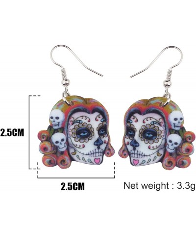 Cute Halloween Sugar Skull Earrings Dangle Acrylic Day of the Dead Decor Gifts for Women Girls Festival Charms Violet $6.62 E...