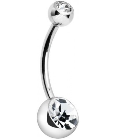 Women's Stainless Steel Clear Accent Internally Threaded Belly Body Piercing Ring 1/2", White, One Size $8.24 Body Jewelry